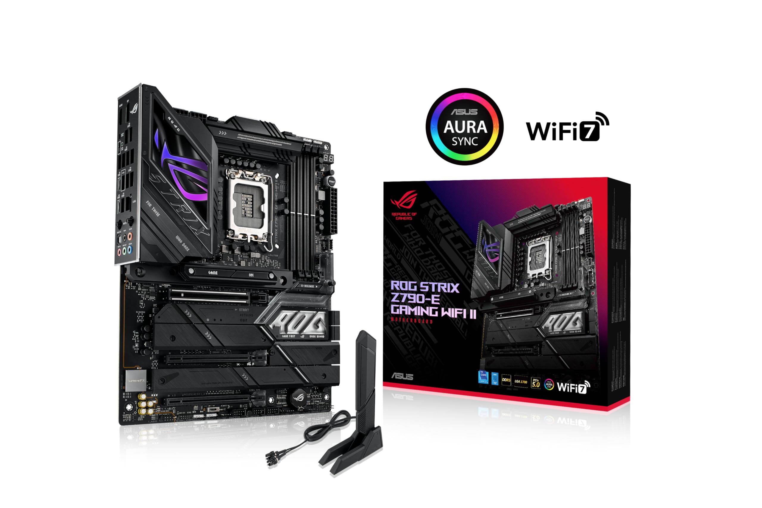 ASUS ROG Strix Z790-E Gaming WiFi II LGA 1700(Intel 14th & 13th & 12th Gen)ATX gaming motherboard(DDR5,PCIe 5.0,2.5 Gb LAN,5XM.2 slots,PCIe 5.0 x16,WiFi 7,front-panel connector with PD 3.0 up to 30W)