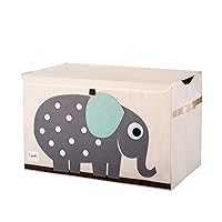 3 Sprouts Large Toy Chest for Kids with Lid and Handles - Collapsible Toy Storage Bin/Trunk/Box/Basket Organizer for Boys & Girls Playroom, Nursery, Elephant