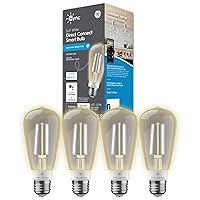 GE CYNC Smart LED Light Bulbs, Soft White, Bluetooth and Wi-Fi Enabled, Compatible with Alexa and Google Home, ST19 Edison Style Bulbs (Pack of 4)