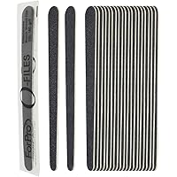 ForPro O-Files Wood Boards, Black, 100/180 Grit, Manicure & Pedicure Nail Files, 6” L x .75“ W, 100-Count