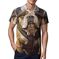 French Bulldog Mens Polo Shirts Printed Short Sleeve Slim Fit Golf T Shirts Casual Collared Tee Top