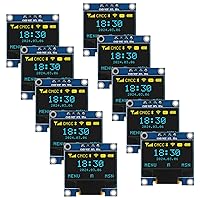 AITRIP 10 Pieces 0.96 Inch OLED I2C IIC Display Module 12864 128x64 Pixel SSD1306 Mini Self-Luminous OLED Screen Board Compatible with Arduino Raspberry Pi(Blue and Yellow)