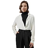 LilySilk Womens Silk Shirt Ladies 100% Double Layer Crepe 18MM Silk Blouse with Hidden Buttonhole and Matte Style