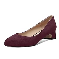 Womens Dress Solid Business Suede Round Toe Slip On Chunky Low Heel Pumps Shoes 1.5 Inch