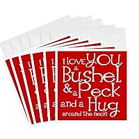 3dRose I Love You A Bushel and A Peck Red, Greeting Cards, Set of 6 (gc_193475_1)