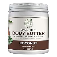 Pure Smoothing Coconut Body Butter, Organic Argan Oil, Shea Butter, Intense Hydration, For All Skin Types, Natural Ingredients, Vegan and Cruelty Free, 8 oz