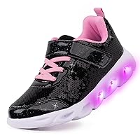 Toandon Toddler Kids Sparkle Breathable Lightweight Sneakers Light Up by Step