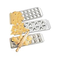 Imperia Ravioli Maker Set of 3 Italian Made Molds- Mini Squares, Tortelli, and Raviolini with Rolling Pin