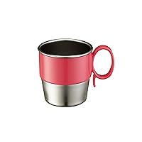 Din Din Smart Stainless Steel Cup (9 oz) with Handle for Babies, Toddlers and Kids. BPA Free, Pink , 9.5 Ounce