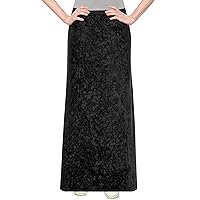 Baby'O Women's Stretch Knit Acid Wash Panel Maxi A-Line Skirt
