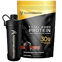 Transformation Chocolate Protein Powder & Performance Insulated Shaker Bottle | 30G Multi-Protein Superblend | Collagen Peptides, Egg White & Plant Blend | MCT Oil | BCAA Amino Acids