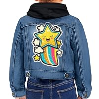 Twinkle Star Toddler Hooded Denim Jacket - Cute Star Jean Jacket - 3D Print Denim Jacket for Kids
