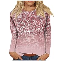 Womens Tops Fall, Women's Fashion Casual Longsleeve Print Round Neck Pullover Top Blouse