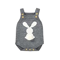 mimixiong Baby Bunny Easter Knit Rompers Clothes Sleeveless Toddler Jumpsuit Cute Outfit…