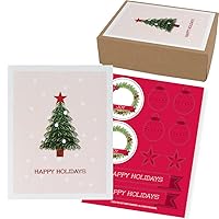The Gift Wrap Company 15-Count Boxed Holiday Christmas Cards with Decorative Seals, 3.75