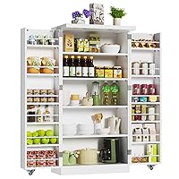 47” Kitchen Pantry Cabinet, White Freestanding Buffet Cupboards Sideboard with Doors & Adjustable Shelves, Kitchen Pantry Storage Cabinet for Kitchen, Living Room and Dinning Room