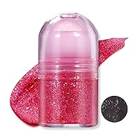 DAGEDA Body Glitter Gel, Roll-on Face Glitter Body Gel Sequins Body Shimmer Eyeshadow, Holographic Laser Glitter Face Gems Glitter Gel Face Glitter Makeup for Rave Accessories Gift(Pink)