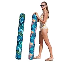 2 Pack Inflatable Pool Noodles, Fabric Covered Swim Noodles Floats Adults Swimming Pool Floats for Summer Beach Travel (2 Colors)