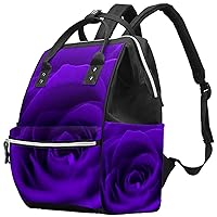Purple Rose Flower Diaper Bag Backpack Baby Nappy Changing Bags Multi Function Large Capacity Travel Bag