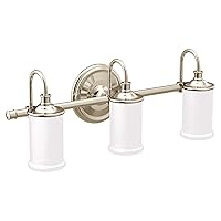 YB6463NL Belfield 3-Light Dual-Mount Bath Bathroom Vanity Fixture with Frosted Glass, Polished Nickel