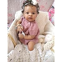 Angelbaby Life Like Reborn Baby Black Girl Dolls 22 inch Realistic African American Reborn Toddler Doll with Brown Skin Real Looking New Born Baby with Chubby Limbs Biracial Bebe Weighted Dolls