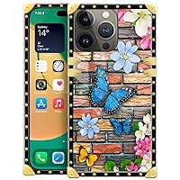 Compatible with iPhone 13 Pro Max Case,Butterfly in The Corner for Girls,Square Full Protective Luxury Soft TPU Shockproof Anti-Scratch Case for iPhone 13 Pro Max 6.7-inch