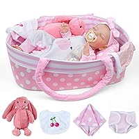 BABESIDE Lifelike Reborn Baby Dolls - 20-Inch Sweet Smile Real Life Realistic-Newborn Full Body Vinyl Sleeping Baby Girl with with Basket & Rabbit Doll for 3+ Year Old Kids