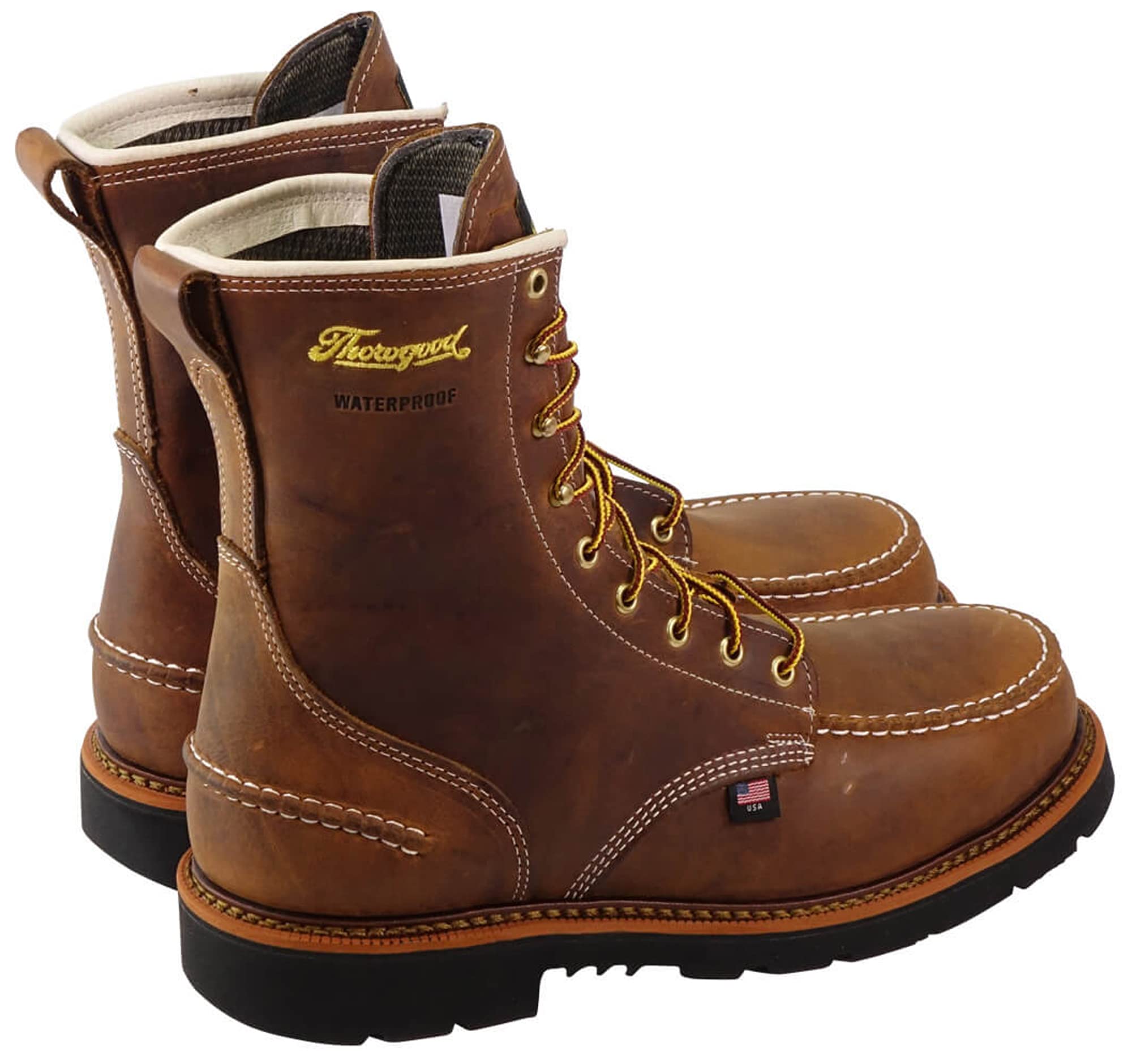 Thorogood 1957 Series 8” Waterproof Moc Toe Work Boots for Men - Soft Toe, Full-Grain Leather with Comfort Insole and Slip-Resistant Heel Outsole; EH Rated