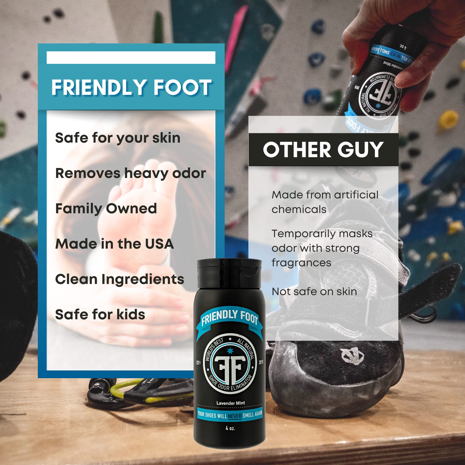Friendly Foot Powder | Shoe Smell Eliminator | All Natural Shoe Deodorizer | Remove Extreme Foot Odor Effectively | Naturally Lavender & Mint Scented | (Powder)