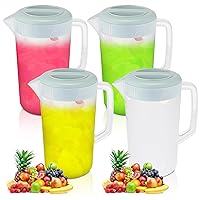 4 Pcs Plastic Water Pitcher with Lid, 1 Gallon Spout and Handle Plastic Juice Pitcher Tea Beverages for Fridge Plastic Water Carafe Jug for Lemonade Milk Cold Drink Home Daily Party, Blue 4 L