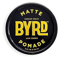 BYRD Hair Matte Pomade - Medium Hold, No Sheen, For All Hair Types, Mineral Oil Free, Paraben Free, Phthalate Free, Sulfate Free, Cruelty Free, Water Based, 3.35oz