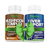 Premium Immune & Brain Health Bundle: Lions Mane, Reishi, Cordyceps + Liver Detox Blend with NAC and Thistle Milk. 2-in-1 Supporting Capsules! Made in The USA!