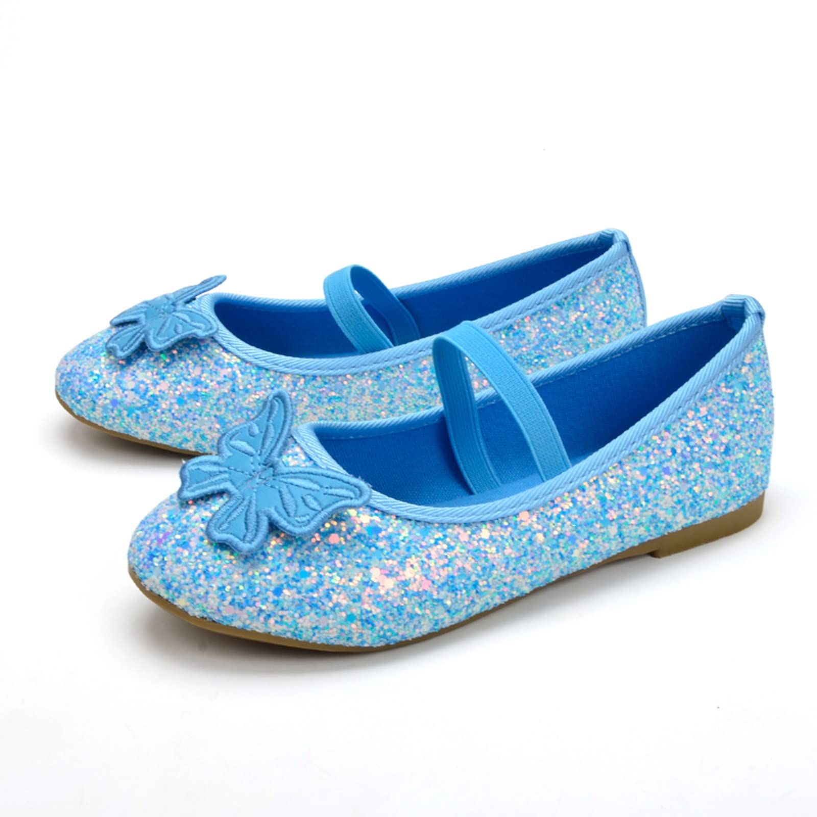 TODOZO Children Shoes Flat Shoes Crystal Shoes with Sequins Bowknot Girls Dancing Shoes Little Girls Shoes Size 11