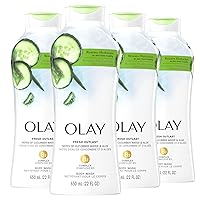 Fresh Outlast Body Wash with Notes of Cucumber and Aloe, 22 fl oz (Pack of 4)