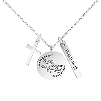 Bible Verse Cross Pendant 𝐂𝐡𝐫𝐢𝐬𝐭𝐢𝐚𝐧 𝐍𝐞𝐜𝐤𝐥𝐚𝐜𝐞𝐬 Prayer Charm Faith Religious Birthday Christmas Jewelry for 𝐖𝐨𝐦𝐞𝐧