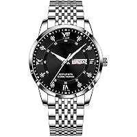 kieyeeno Men's Watch Chronograph Quartz Movement Steel Chronograph Luxury Wrist Watch 50M Waterproof Multifunction Quartz