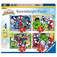 Ravensburger - Puzzle Spidey and his amazing friends, Marvel, Children's puzzle, 4 puzzles in 12,16,20,24 pieces, Puzzle for children +3 years, Puzzle size 70x50cm