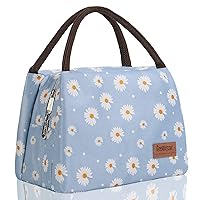 Buringer Insulated Lunch Bag Lunch Box for Women Men Adult Lunch Tote for Work Picnic Travel (Blue Daisy)