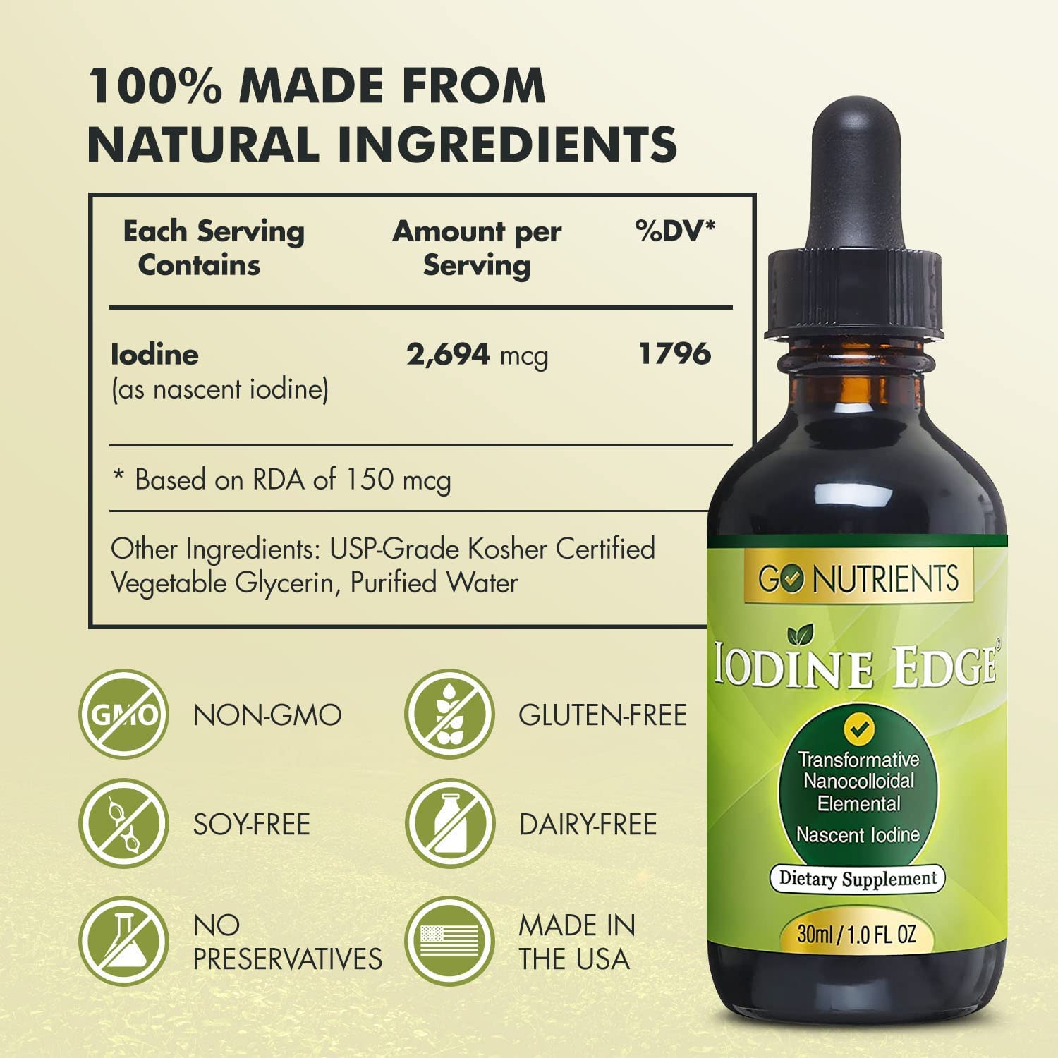 Go Nutrients Liver Edge & Nascent Iodine Supplement | High Potency Liquid Drops - Non-GMO, Gluten-Free Iodine Edge Supplement | Liver Cleanse & Advanced Liver Supplement - Milk Thistle Seed and More