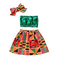Set Summer Clothes Toddler African Outfits Headband Girls Tops Dashiki Vest Kids Baby Ankara Skirts Style Girls