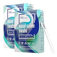 BASE LABORATORIES Saline Nasal Swabs | Nasal Saline Gel Swabs | Soothing & Cleansing Irrigation Swabs for Dry Irritated Nose Passages -Nasal Spray Rinse | Instant Allergy & Sinus Relief | 72PC