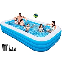 Large Inflatable Pool with Pump - 130'' x 72'' x 22'' Family Swimming Pool for Adults, Thickened Blow Up Above Ground Pool for Backyard, Garden, Outdoor