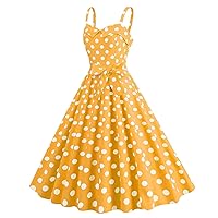 Summer Dresses for Women 2024 Sleeveless Polka Dot Vintage Elegant Spring Fashion Dress Midi A Line Swing Dress