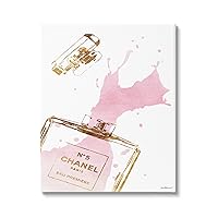 Glam Perfume Bottle Splash Pink Gold Stretched Canvas Wall Art, Proudly Made in USA for Living Room