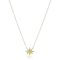 Amazon Collection 18K Yellow Gold Plated Sterling Silver Crystal North Star Pendant Necklace, 16