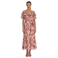 Donna Morgan Women's Ruffle Off The Shoulder Tiered Hem Midi