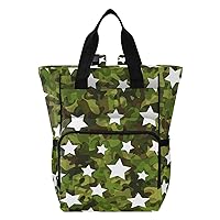 Camouflage Star Diaper Bag Backpack for Women Men Large Capacity Baby Changing Totes with Three Pockets Multifunction Travel Baby Bag for Playing Shopping Picnicking