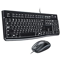 Logitech 920002565 MK120 Wired Desktop Set, Keyboard/Mouse, USB, Black