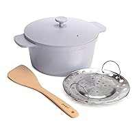 Goodful All-In-One Pot, Multilayer Nonstick, High Performance Cast Dutch Oven With Matching Lid, Roasting Rack And Turner, Made Without PFOA, Dishwasher Safe Cookware, 4.7-Quart, Lilac Frost