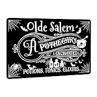 Olde Salem Apothecary Metal Sign Potions Tonics Elixirs Home Bar Cafe Halloween Party Wall Art Decor 8x12 inch